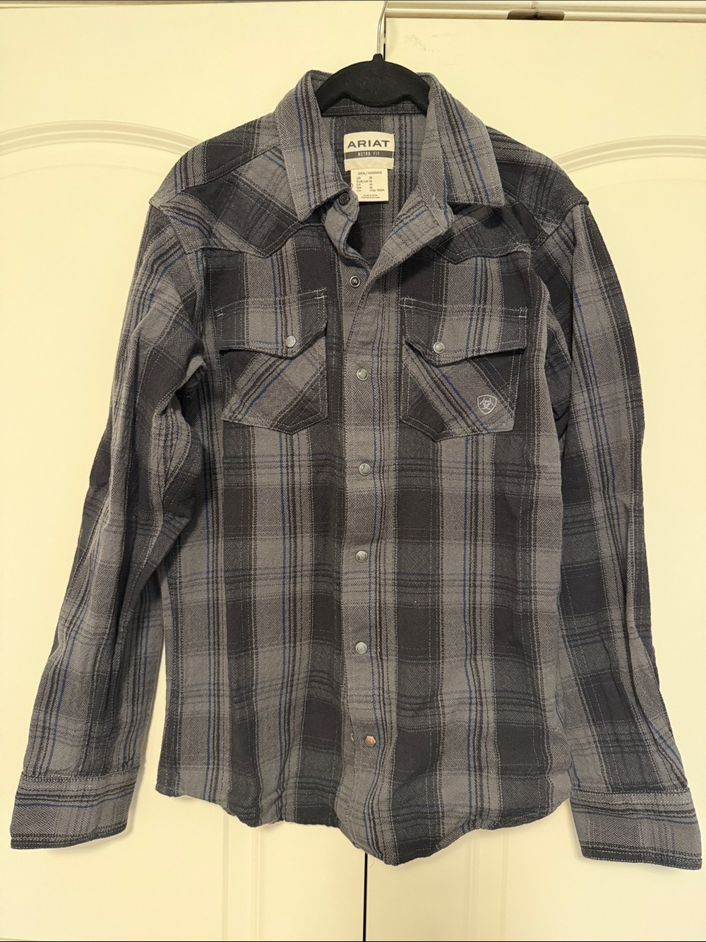 Ariat Gray and Black Plaid Western Button-Down Shirt